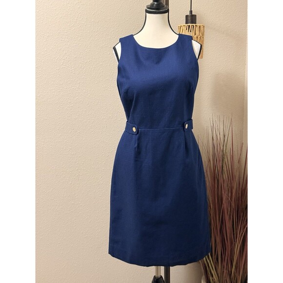 J. Crew Dress Sleeveless Navy Blue Sheath Size 10 NWT - Picture 2 of 7